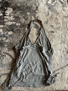 Gray Halter Ruched Side Tank Top